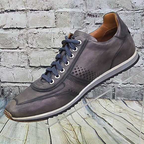 Magnanni Cristian Sneakers Men\'s 9 M Gray Leather Lace-Up Shoes 15745 Casual main image 6